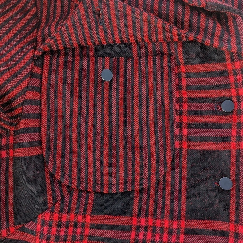 Vintage 70s Red Buffalo Plaid Button Up Shirt Jacket M Hunting Shacket Heritage